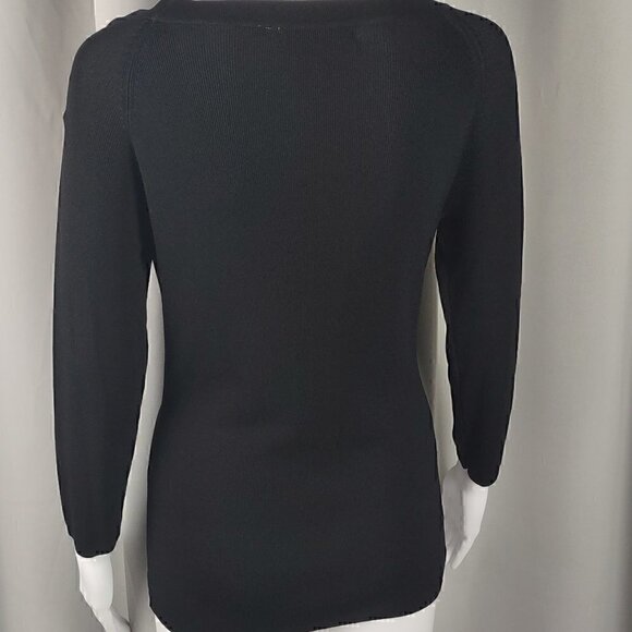 Ziani Couture Rayon, Nylon Black Top With Flora Embroidery. Size Medium - Picture 4 of 11